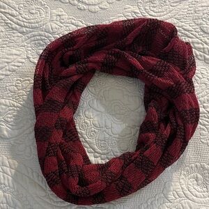 Women's Knit Infinity Scarf in Cranberry and Black